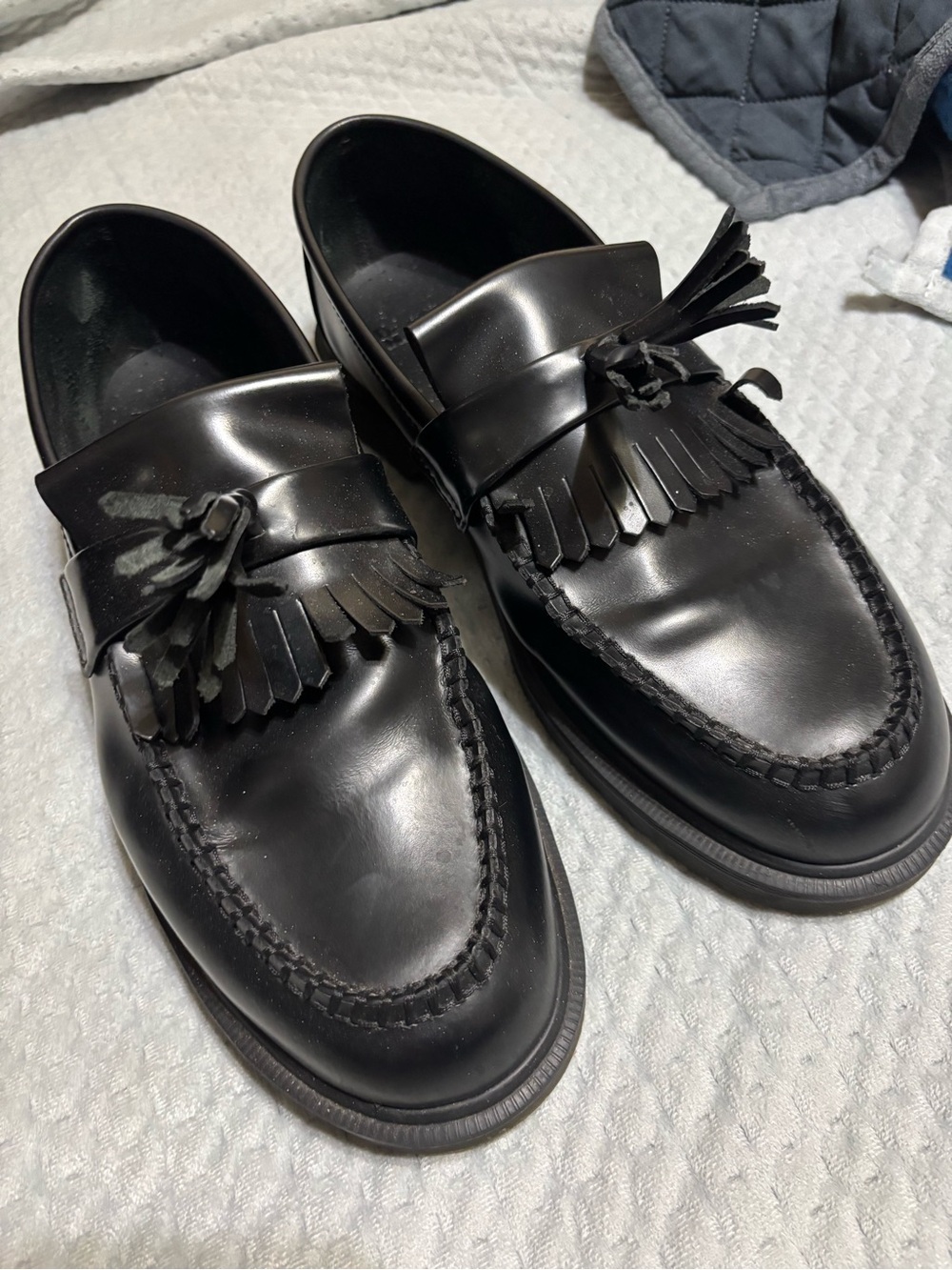 Dr. Martens Black Leather Tassel Kiltie Loafers